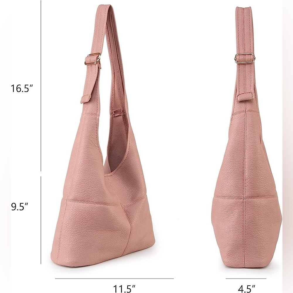 PINK SUPER SOFT VEGAN LEATHER SHOULDER BAG AND COIN CLUTCH 2 PIECE SET - Picture 3 of 6